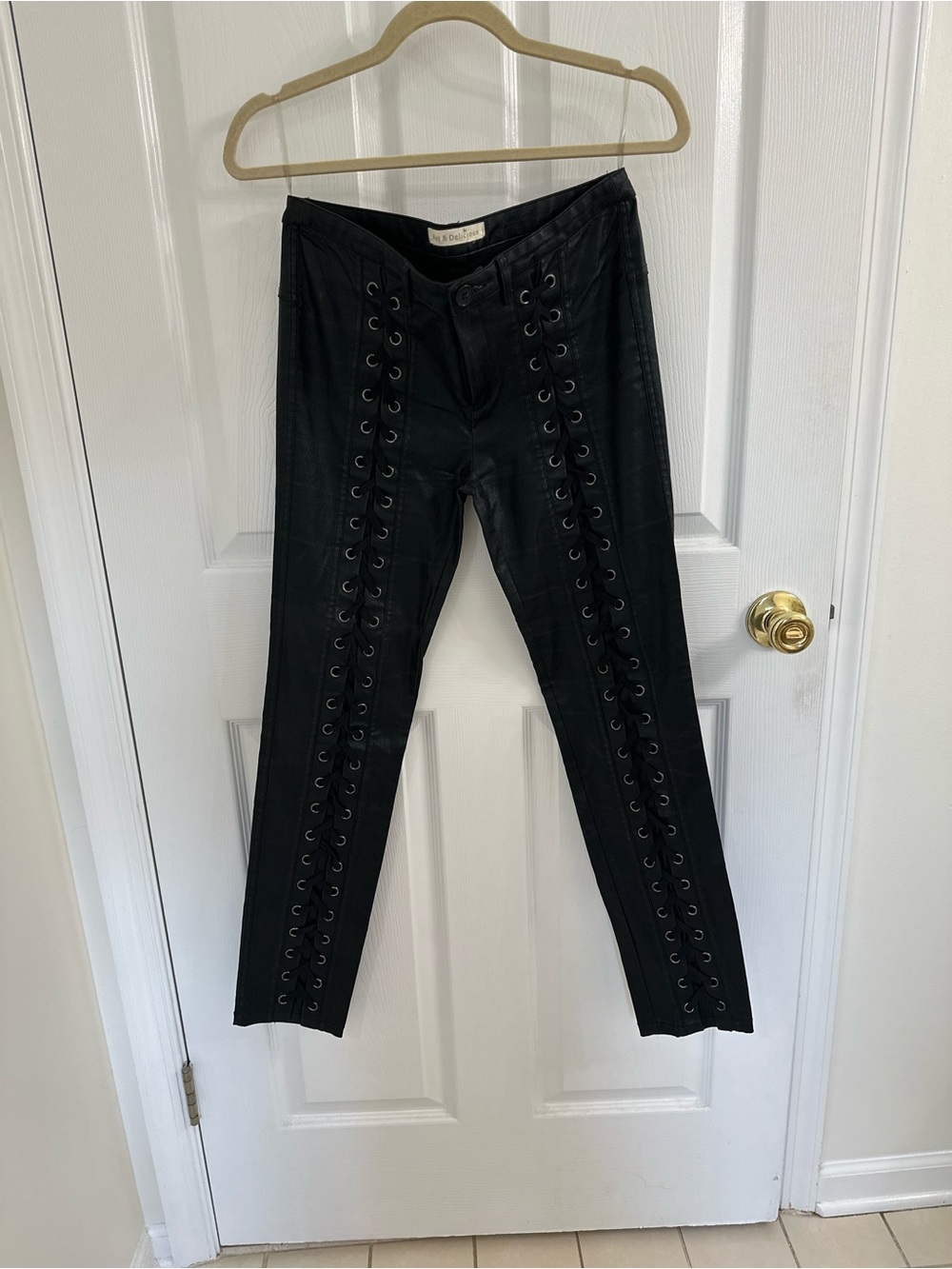 Hot & Delicious Black Lace-Up Skinny Jeans